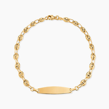 Bracelet Identit&eacute; Evin Maille Grain De Cafe Or Jaune