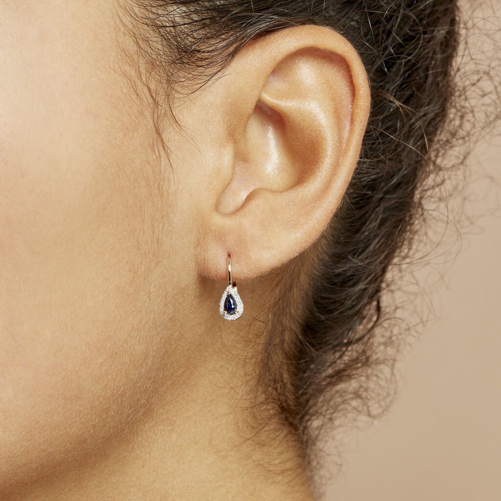Boucles D'oreilles Pendantes Doorsie Or Jaune Saphir Et Diamant - Boucles d'oreilles pendantes Femme | Histoire d’Or