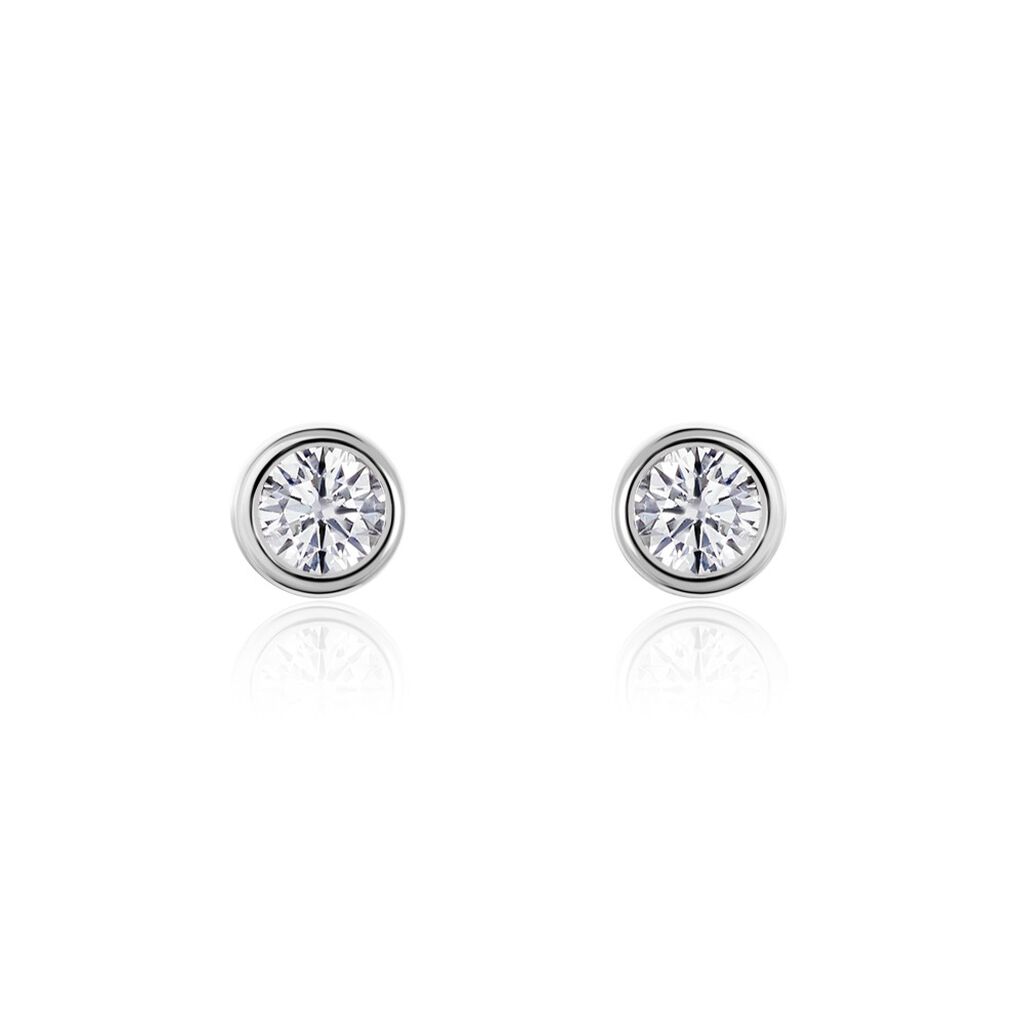 Boucles D'oreilles Puces Or Blanc Agota Diamants - Clous d'oreilles Femme | Histoire d&rsquo;Or