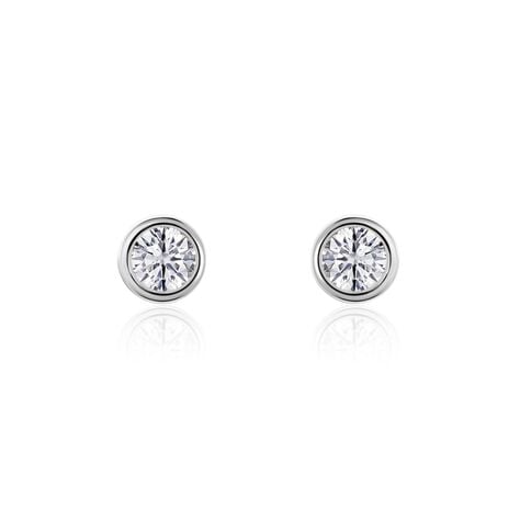 Boucles D'oreilles Puces Or Blanc Agota Diamants - Clous d'oreilles Femme | Histoire d&rsquo;Or