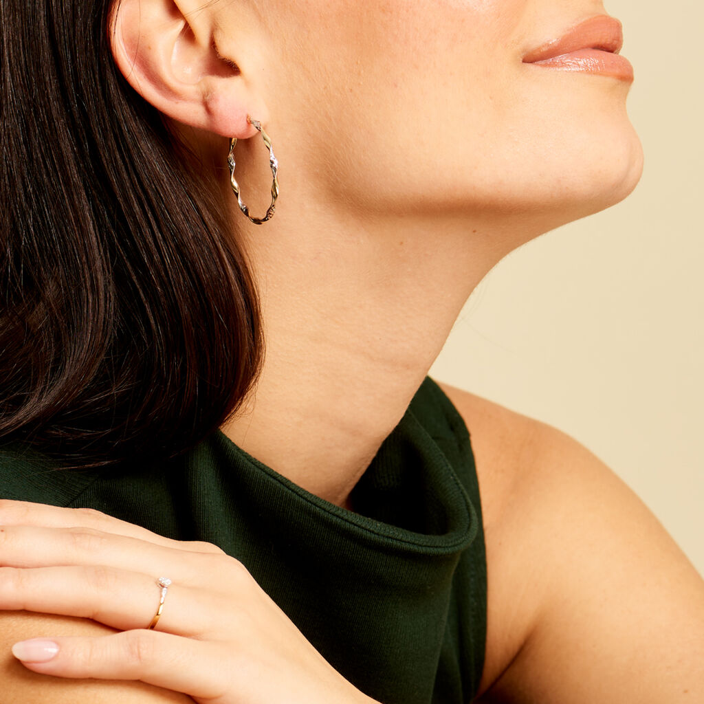 Créoles Eleanie Fil Vrille Or Bicolore - Boucles d'oreilles créoles Femme | Histoire d’Or