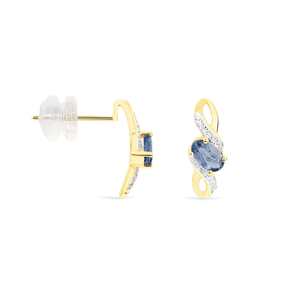 Boucles D'malia Oreilles Puces Malia Or Jaune Saphir Et Diamant - Boucles d'oreilles pendantes Femme | Histoire d’Or
