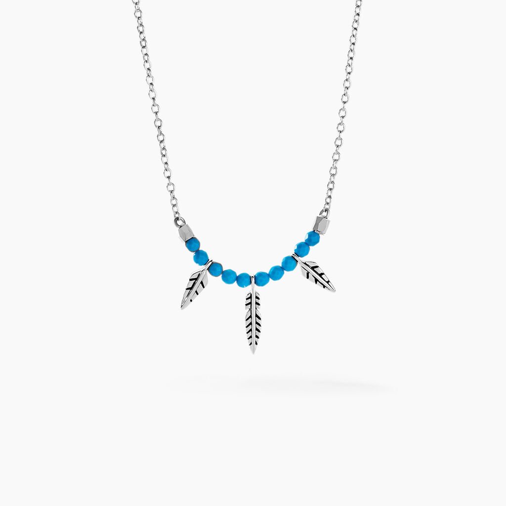Collier Lottie Argent Blanc Turquoise - Colliers fantaisie Femme | Histoire d&rsquo;Or