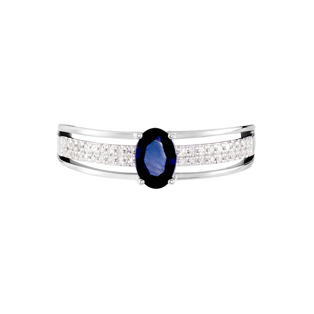Bague Or Blanc Enea Saphir Diamants - Bagues avec pierre Femme | Histoire d’Or