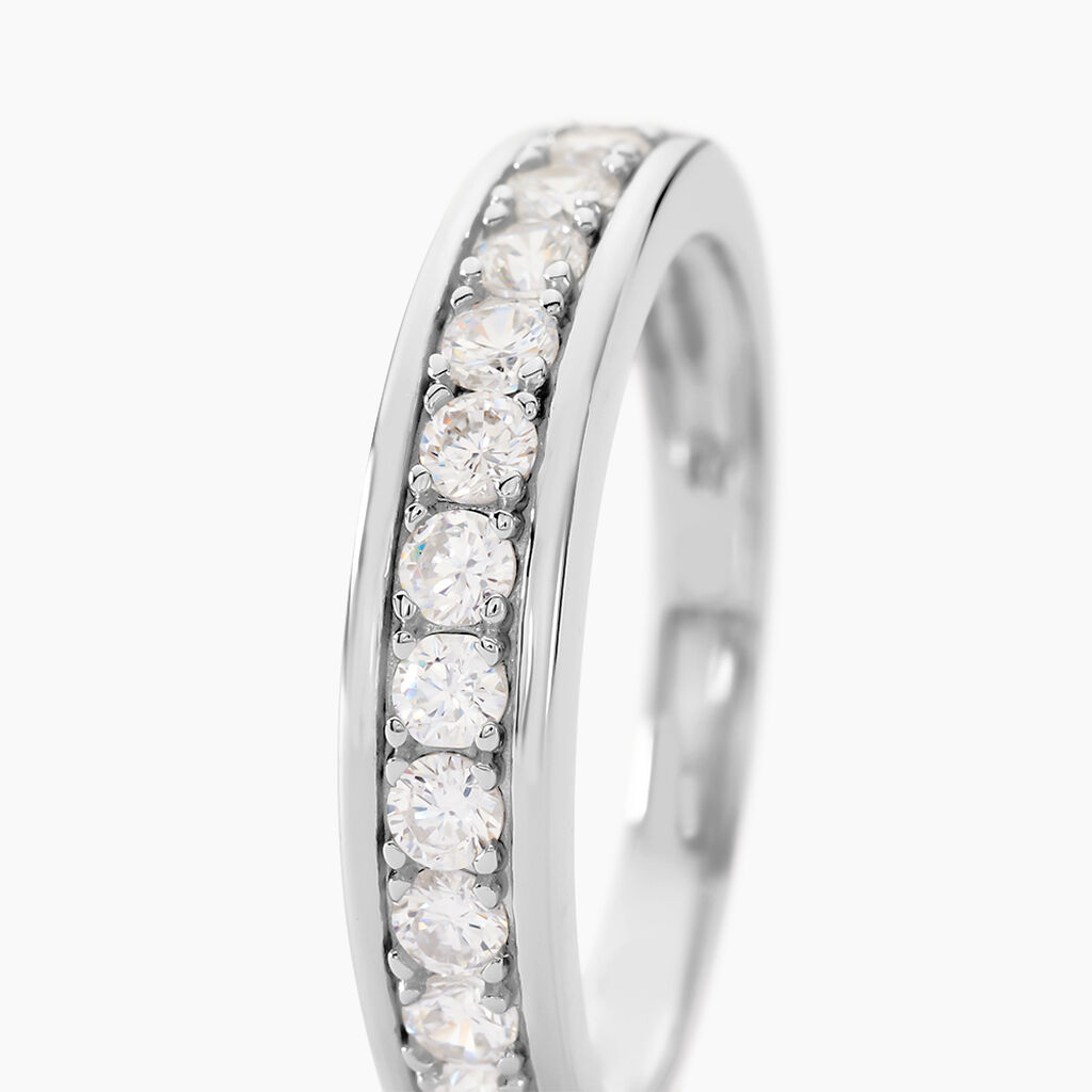 Demi Alliance Heket Argent Blanc Oxyde De Zirconium - Bagues avec pierre Femme | Histoire d’Or