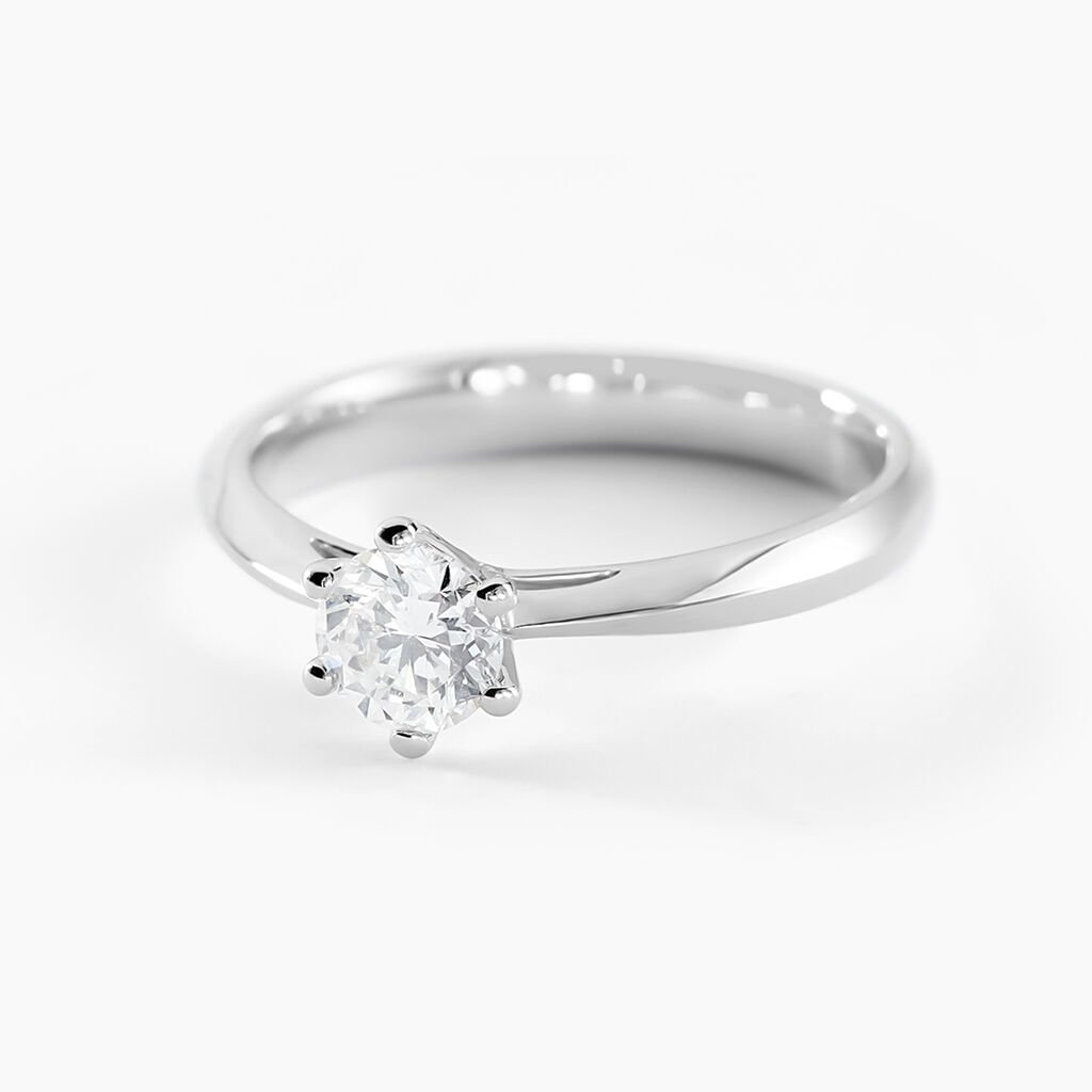 Bague Solitaire Veronika Or Blanc Diamant - Bagues solitaires Femme | Histoire d&rsquo;Or