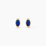 Boucles D'Oreilles Puces Lucky Gems Or Jaune Lapis Lazuli Oxyde De Zirconium - Clous d'oreilles Femme | Histoire d&rsquo;Or