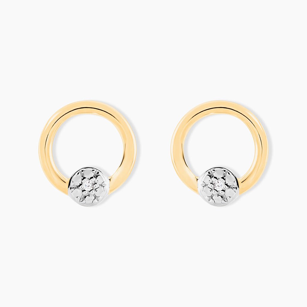 Boucles D'oreilles Puces Gisa Jaune Diamant Blanc - Clous d'oreilles Femme | Histoire d&rsquo;Or