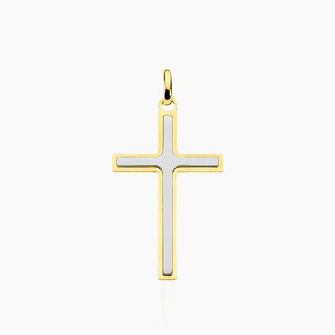 Pendentif Casey Croix Or Bicolore - Pendentifs Bapt&ecirc;me Famille | Histoire d&rsquo;Or