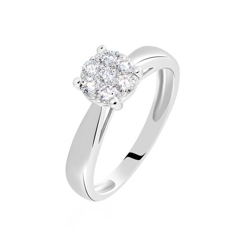 Bague Artemis Ld Platine Blanc Diamant Synth&eacute;tique - Bagues solitaires Femme | Histoire d&rsquo;Or
