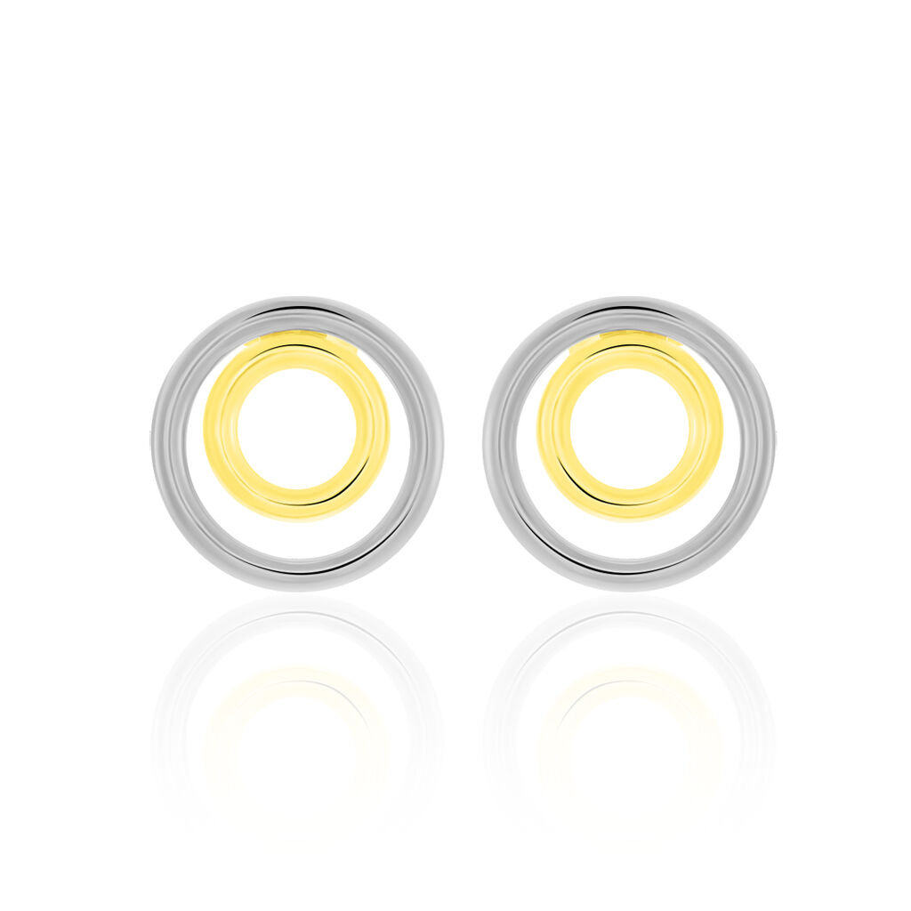 Boucles D'oreilles Pendantes Berangere Double Cercles Or Bicolore - Boucles d'oreilles pendantes Femme | Histoire d’Or