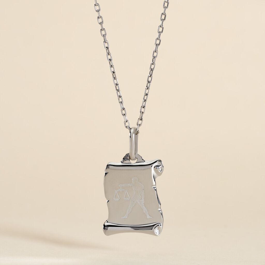 Pendentif Zodiaque Parchemin Argent Blanc - Pendentifs Zodiaque Famille | Histoire d&rsquo;Or