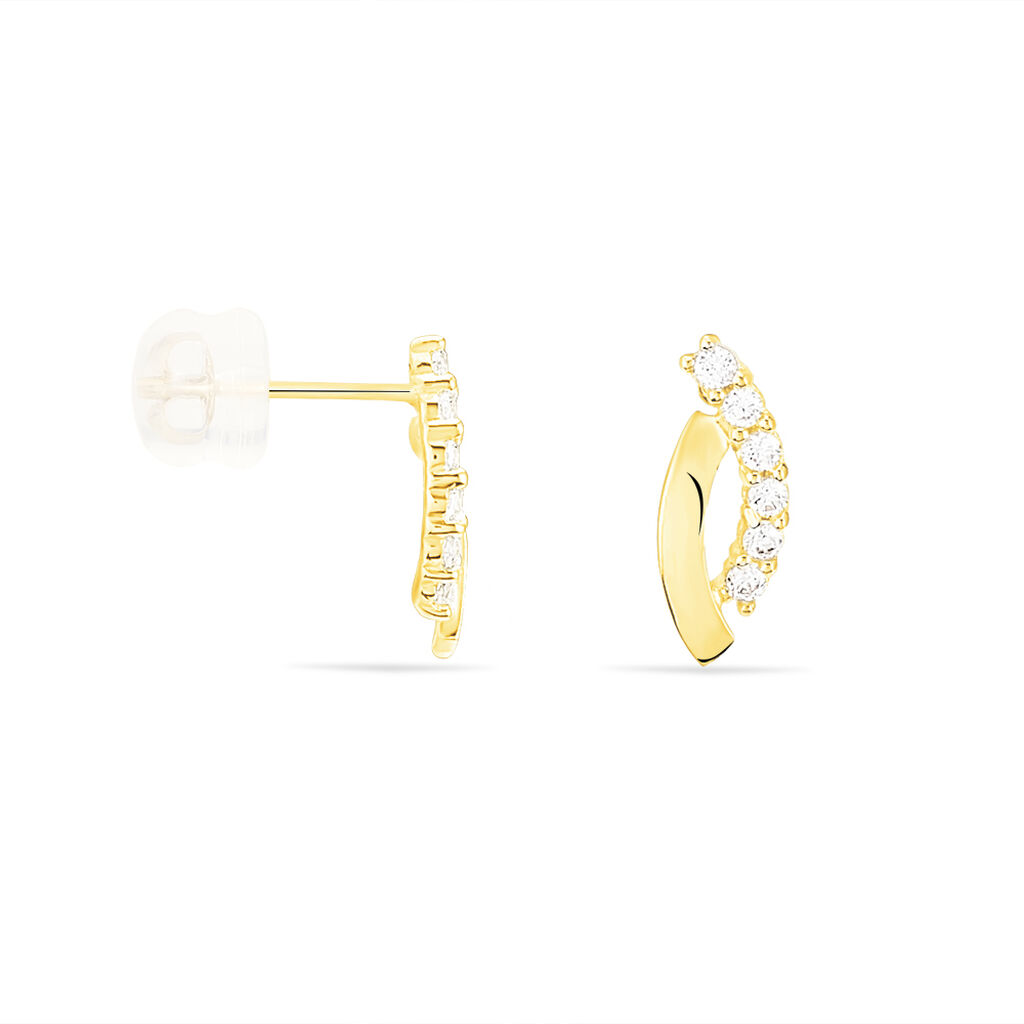 Boucles D'oreilles Puces Marlyatou Or Jaune Oxyde De Zirconium - Clous d'oreilles Femme | Histoire d’Or
