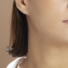Boucles D'oreilles Puces Terry Or Jaune Calcedoine Et Oxyde - Clous d'oreilles Femme | Histoire d’Or