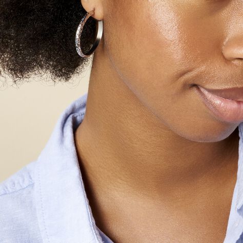 Créoles Argent Blanc Esmee - Boucles d'oreilles créoles Femme | Histoire d’Or