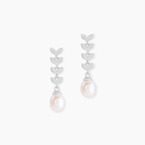 Boucles D'oreilles Pendantes Giacobbe Argent Blanc Perle De Culture - Boucles d'oreilles fantaisie Femme | Histoire d&rsquo;Or