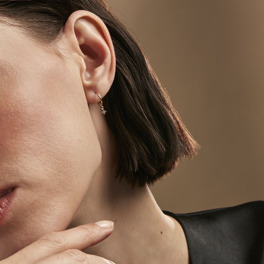Créoles Racquel Or Jaune Diamant - Boucles d'oreilles créoles Femme | Histoire d’Or