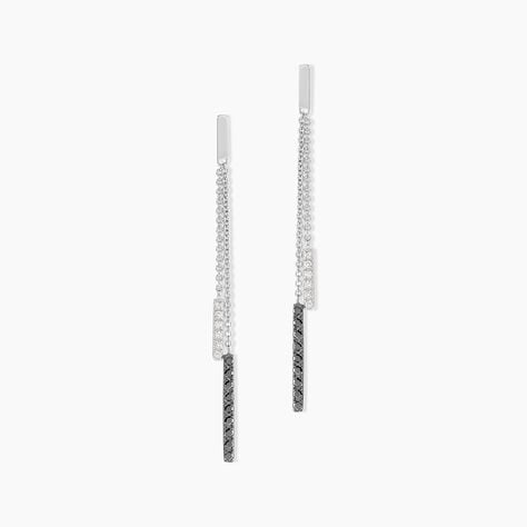 Boucles D'oreilles Pendantes Ainhoaa Or Blanc Diamant - Boucles d'oreilles pendantes Femme | Histoire d’Or