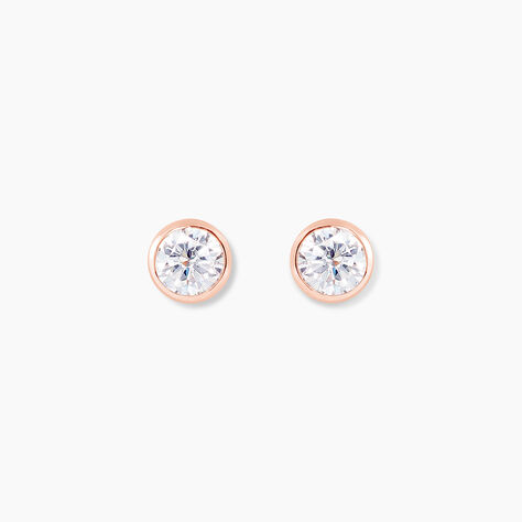 Boucles D'oreilles Puces Elda Serti Clos Or Rose Oxyde De Zirconium - Clous d'oreilles Femme | Histoire d&rsquo;Or