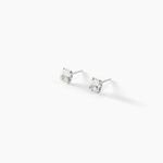 Boucles D'oreilles Puces Eddie Or Blanc Oxyde De Zirconium - Clous d'oreilles Femme | Histoire d&rsquo;Or