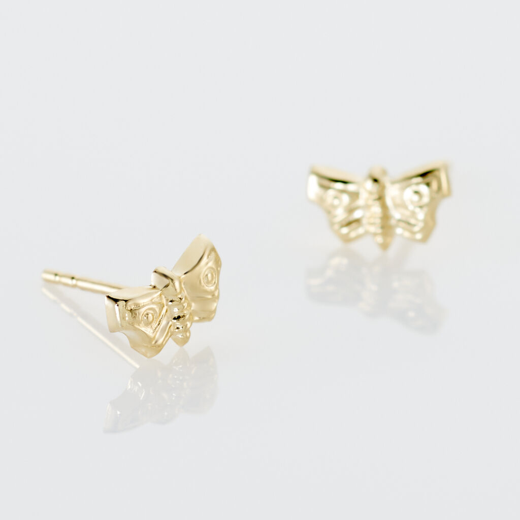 Boucles D'oreilles Puces Bartholomee Papillon Or Jaune - Clous d'oreilles Famille | Histoire d’Or