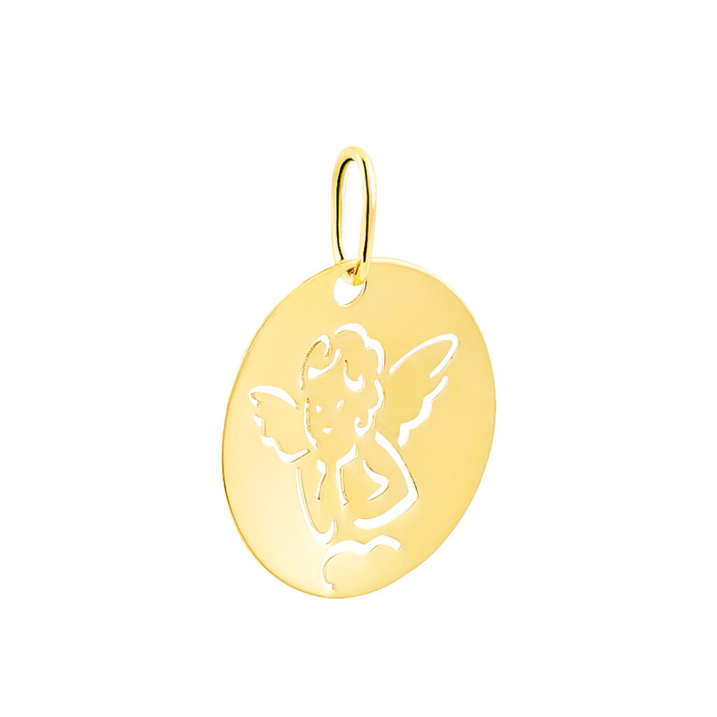Pendentif Ange Rond Or Jaune - Pendentifs Baptême Enfant | Histoire d’Or