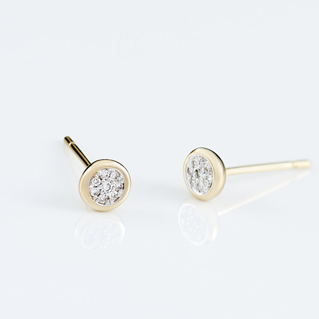 Boucles D'oreilles Puces Or Jaune Diamants - Clous d'oreilles Femme | Histoire d&rsquo;Or