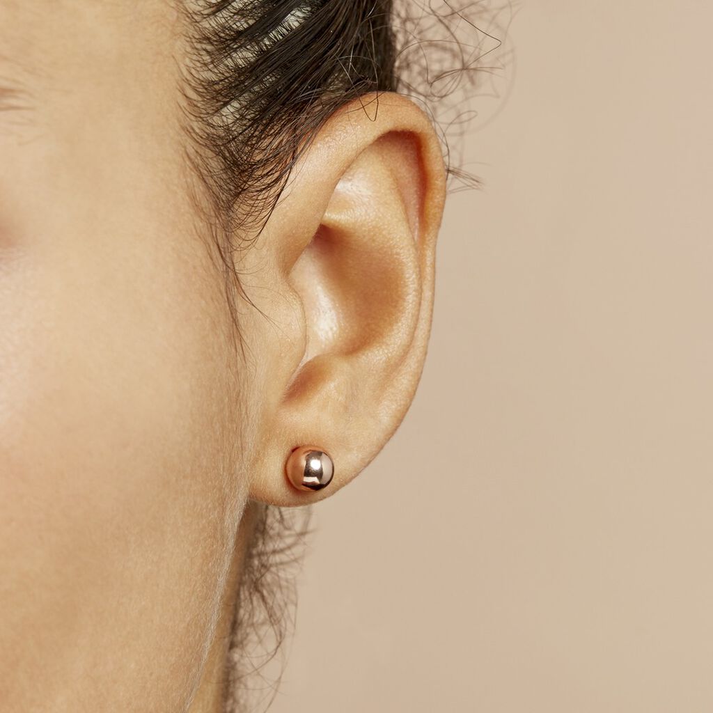 Boucles D'oreilles Puces Fidelia Boule Or Rose - Clous d'oreilles Femme | Histoire d’Or