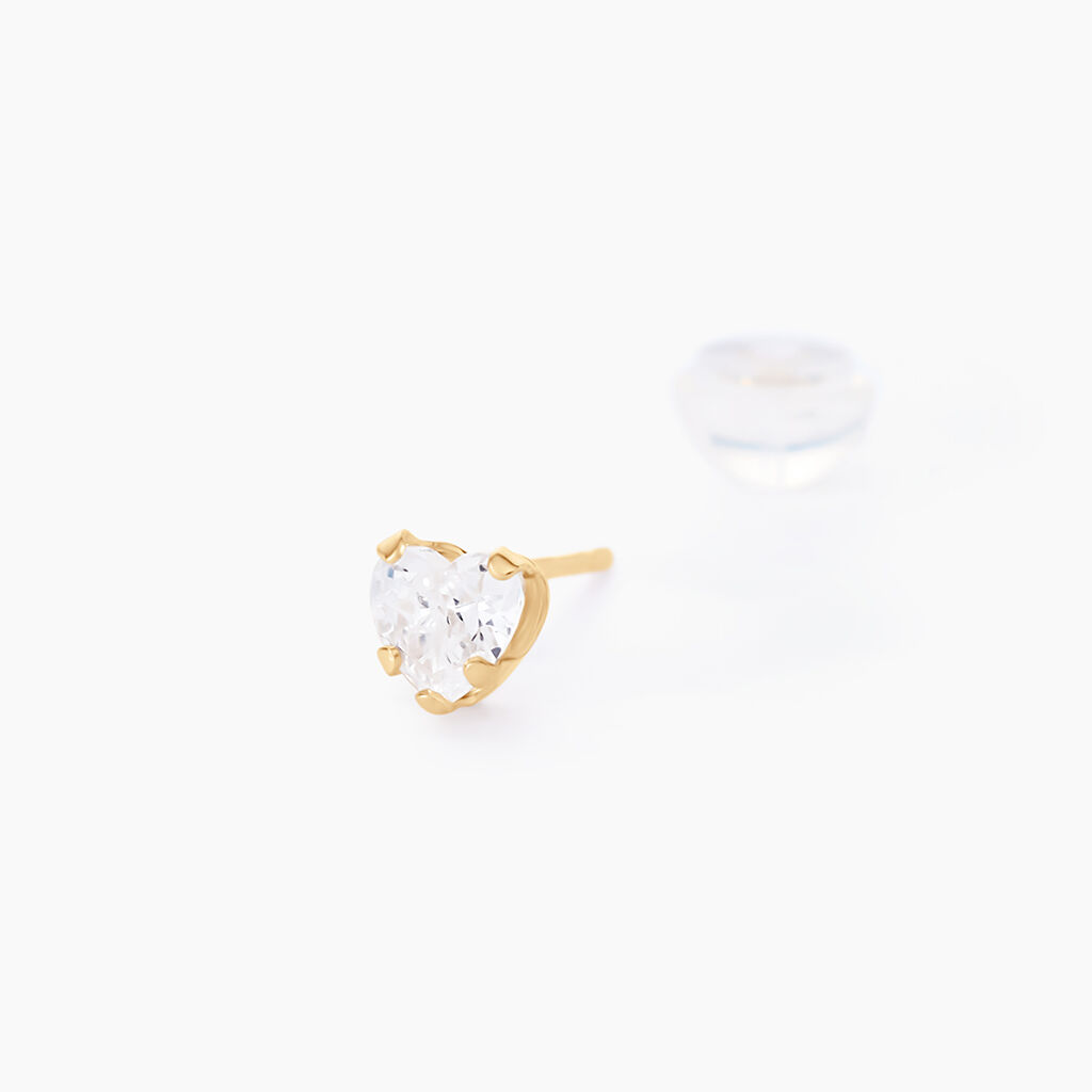 Boucles D'oreilles Puces Daria Coeur Or Jaune Oxyde - Clous d'oreilles Femme | Histoire d&rsquo;Or
