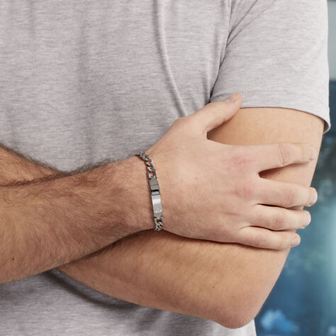 Bracelet Hugo Acier Blanc - Gourmettes Homme | Histoire d’Or