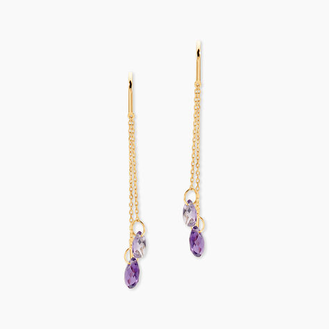 Boucles D'oreilles Pendantes Terence Or Jaune Amethyste - Boucles d'oreilles pendantes Femme | Histoire d&rsquo;Or