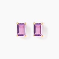 Boucles D'oreilles Puces Emilian Or Jaune Améthyste