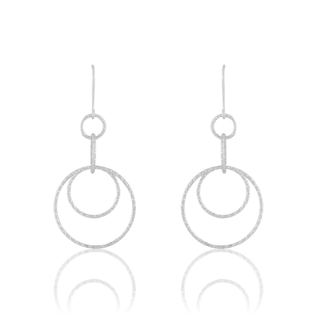 Boucles D'oreilles Pendantes Flaura Argent Blanc - Boucles d'oreilles fantaisie Femme | Histoire d’Or