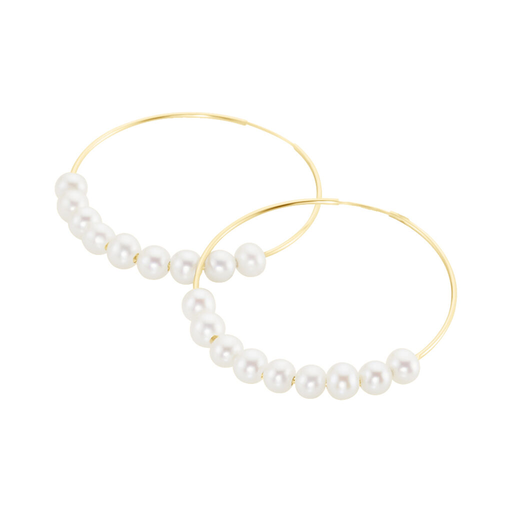Créoles Or Jaune Alondra Perles De Culture - Boucles d'oreilles créoles Femme | Histoire d’Or