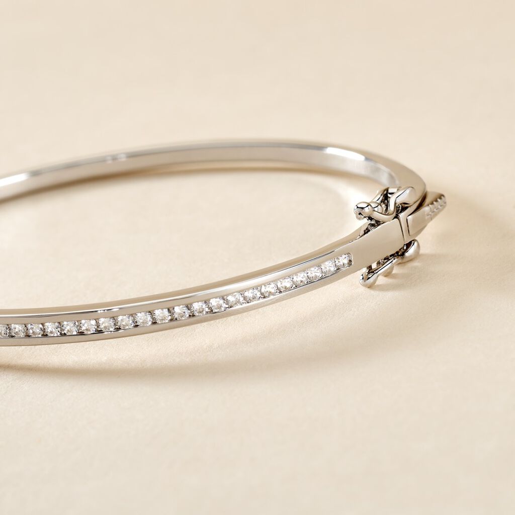Bracelet Jonc Laurianne Argent Blanc Oxyde De Zirconium - Bracelets joncs Femme | Histoire d&rsquo;Or