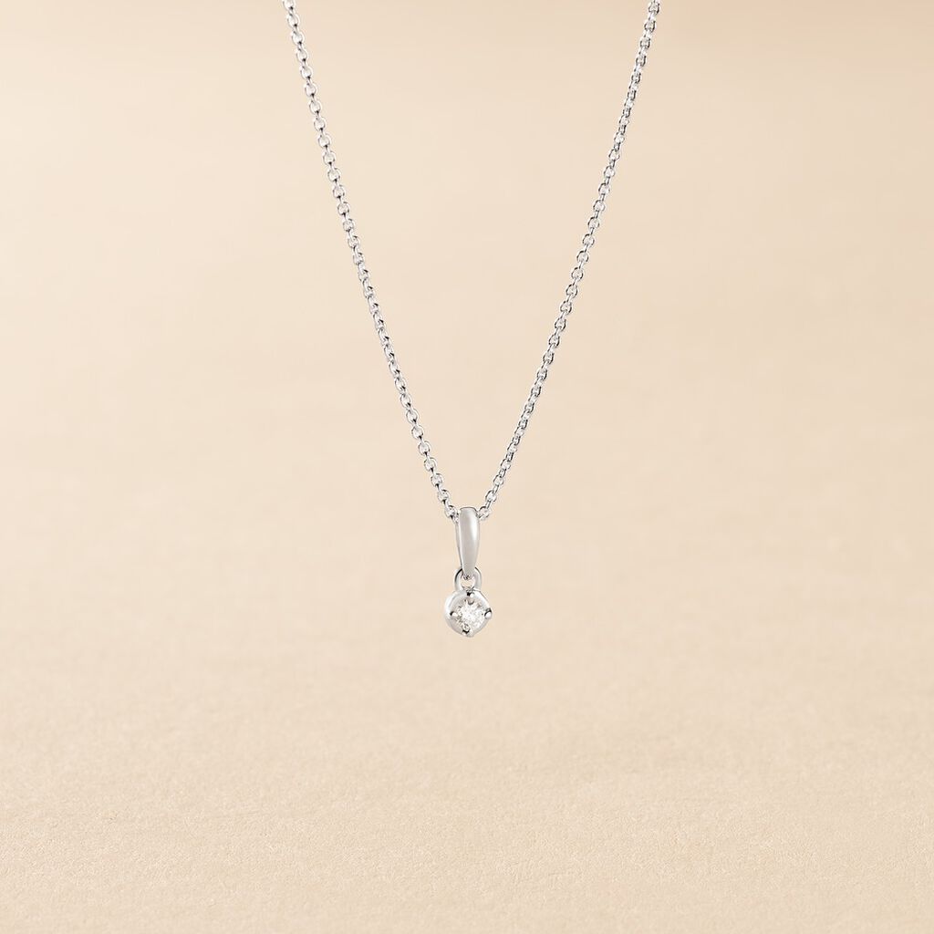 Collier Cicelie Or Blanc Diamant - Colliers Femme | Histoire d&rsquo;Or