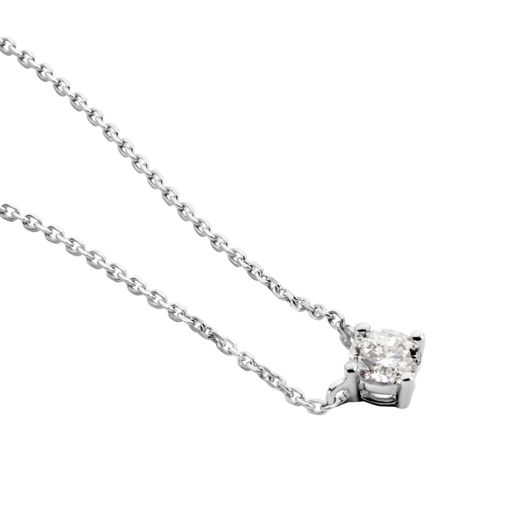 Collier Solitaire Victoria Platine Blanc Diamant - Colliers Femme | Histoire d’Or