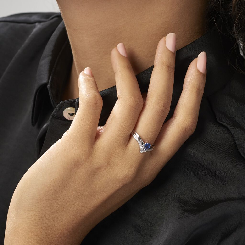 Bague Pasqualina Or Blanc Saphir Et Diamant - Bagues solitaires Femme | Histoire d’Or