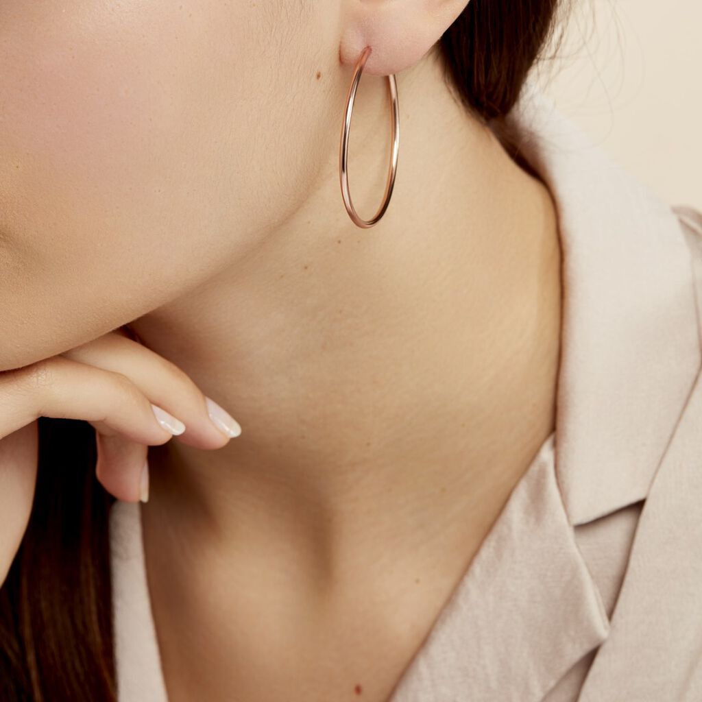 Creoles Argent Rose Olympia - Boucles d'oreilles créoles Femme | Histoire d’Or