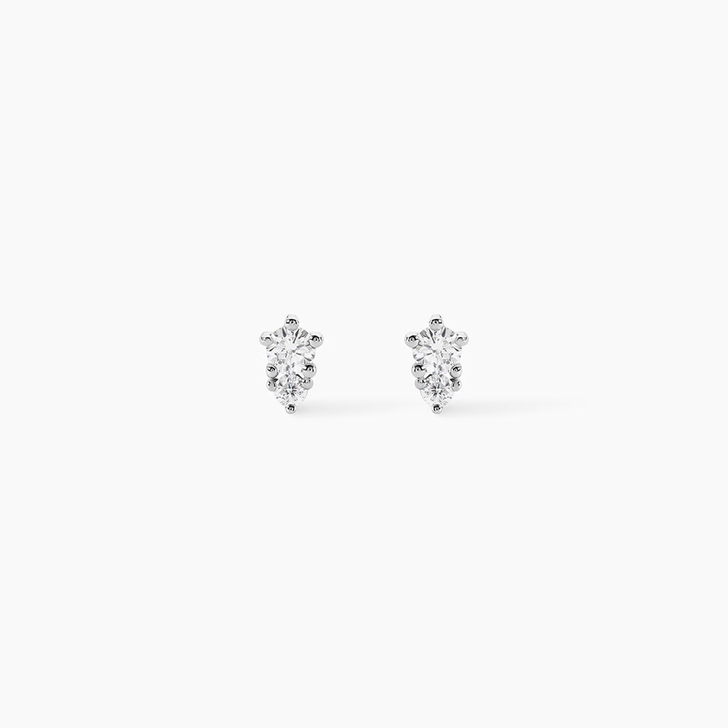 Boucles D'oreilles Puces Almira Argent Blanc Oxyde De Zirconium - Boucles d'oreilles fantaisie Femme | Histoire d&rsquo;Or
