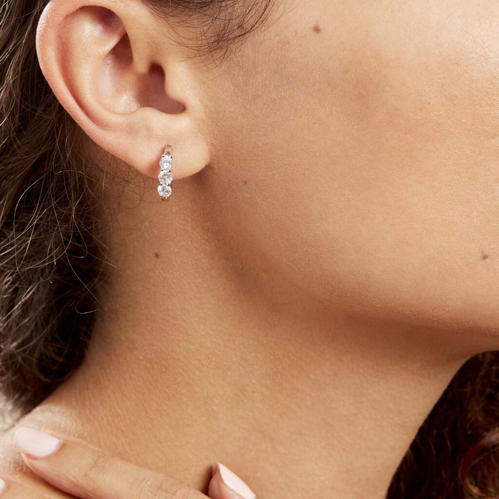 Créoles Argent Blanc Rosaure Oxydes De Zirconium - Boucles d'oreilles créoles Femme | Histoire d’Or