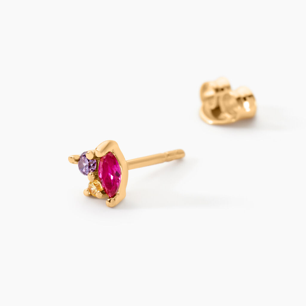 Boucle D'oreille Puce Unitaire Plaqué Or Jaune Juhana Oxydes - Boucles d'oreilles fantaisie Femme | Histoire d’Or