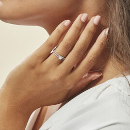 Bague Vrille Double Or Blanc Oxyde De Zirconium - Bagues solitaires Femme | Histoire d’Or