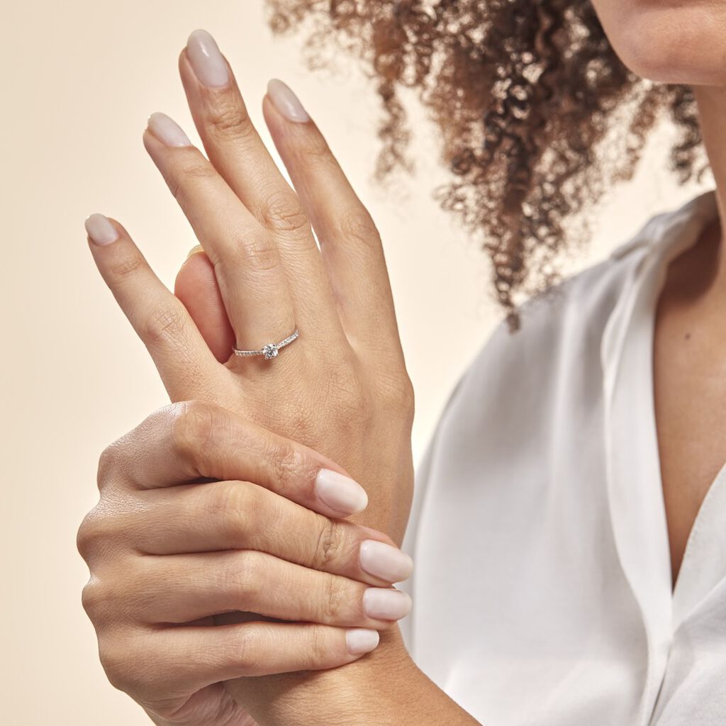 Bague Solitaire Hemera Or Blanc Diamant - Bagues solitaires Femme | Histoire d’Or