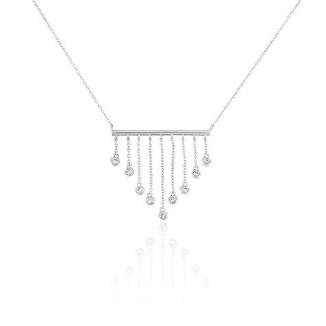 Collier Argent Sterling Rhodié Sphères Lisses - Longueur Réglable 40-55cm, Neuf