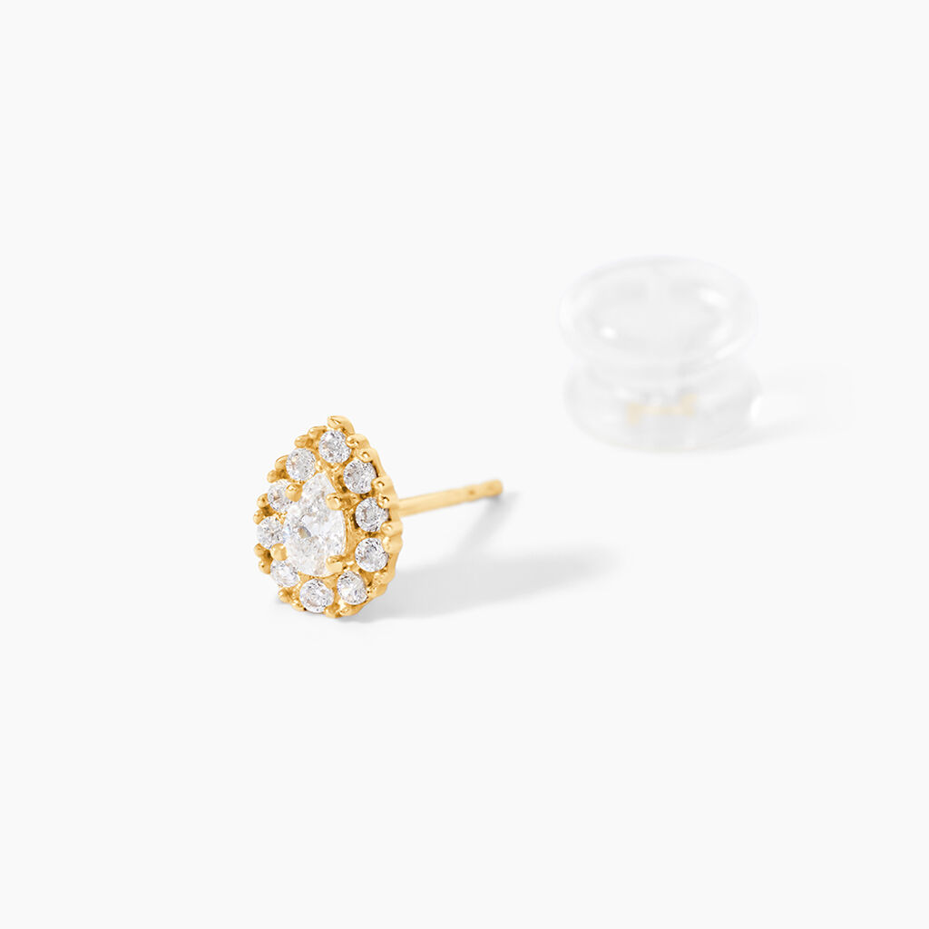 Boucles D'Oreilles Puces Pilvi Or Jaune Oxyde De Zirconium - Clous d'oreilles Femme | Histoire d&rsquo;Or