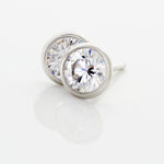 Boucles D'oreilles Puces Elda Serti Clos Or Blanc Oxyde De Zirconium - Clous d'oreilles Femme | Histoire d&rsquo;Or