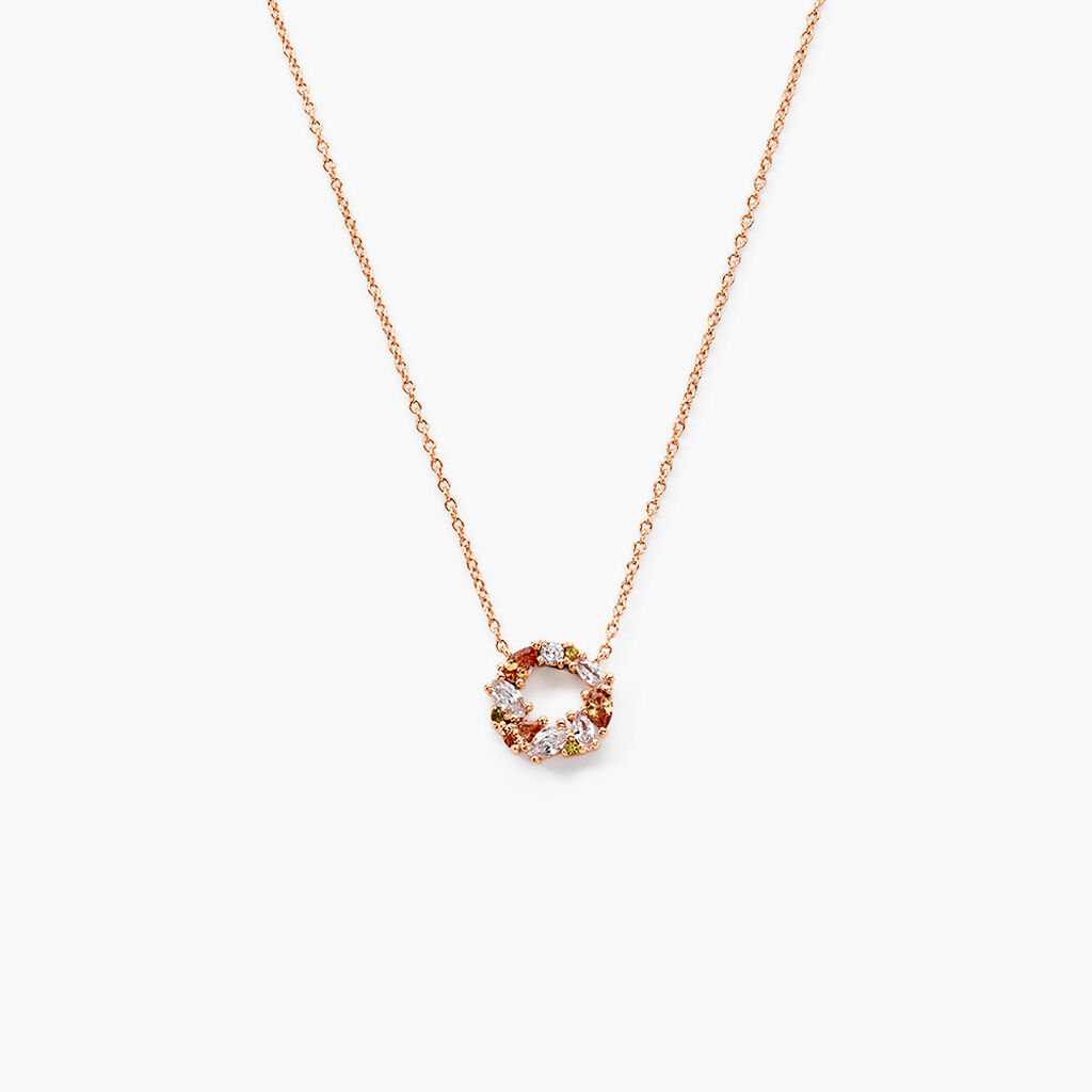Collier Camelia Argent Rose Oxyde De Zirconium - Colliers fantaisie Femme | Histoire d’Or
