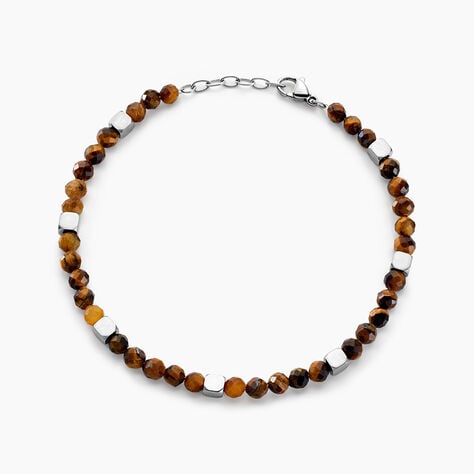 Bracelet Oleg Acier Blanc Oeil De Tigre - Bracelets Homme | Histoire d’Or