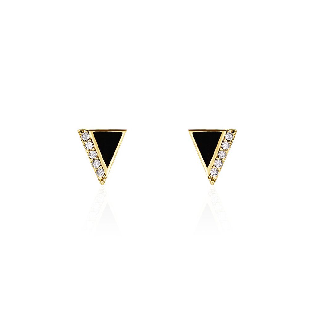 Boucles D'oreilles Puces Seymour Or Jaune Oxyde De Zirconium - Clous d'oreilles Femme | Histoire d’Or